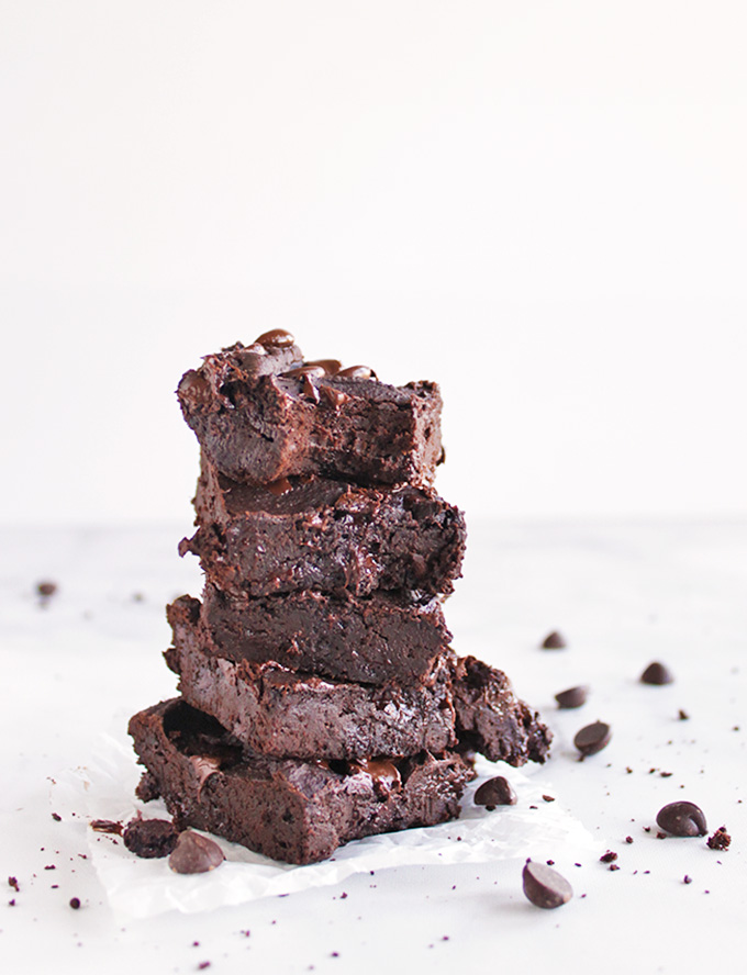 Black bean brownies - my favorite fudgy brownies to make for pretty much any occasion. A healthier dessert option. Easy to make and gluten free and vegan. #brownies #chocolate #recipe #glutenfree #vegan #dairy free. | robustrecipes,com