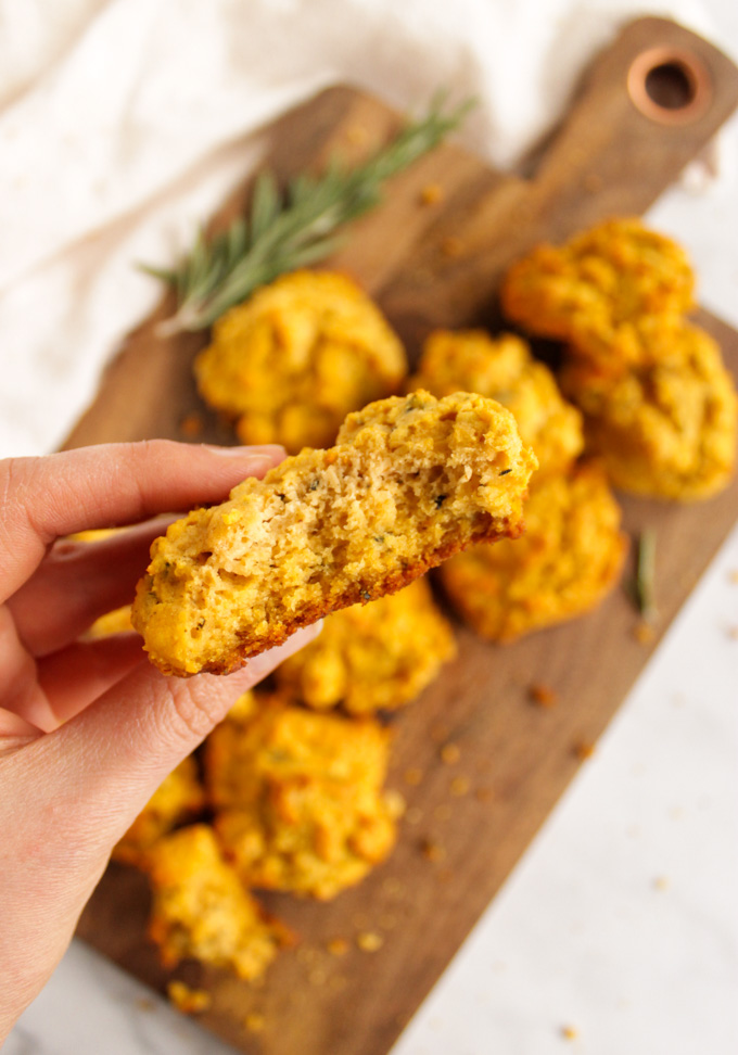 Pumpkin Rosemary Drop Biscuits (Gluten Free) - easy to make Perfect side to Thanksgiving or any fall meal. Gluten free and so delicious. #glutenfree #recipe #easyrecipe #pumpkin | robustrecipes.com