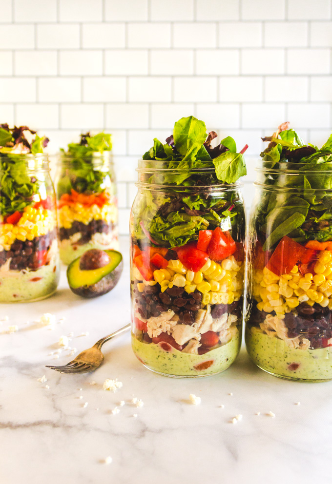 Mexican Salads in a Jar with Healthy Ranch Dressing - Robust Recipes