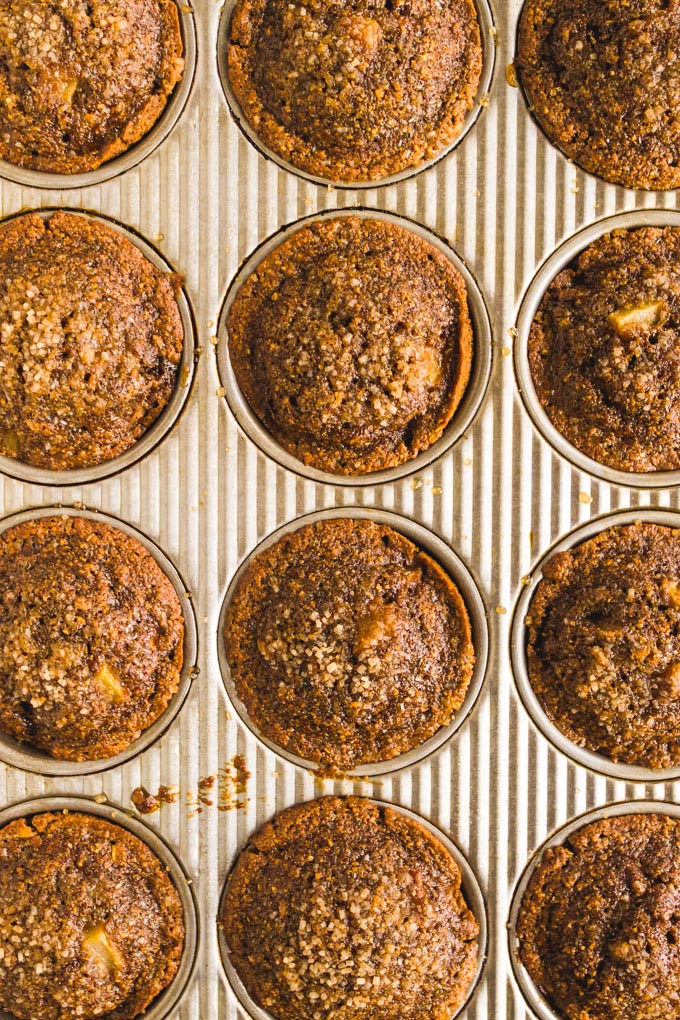 Gingerbread pear muffins are packed with warming spices, sweet molasses, and studded with juicy ripe pears. They are the perfect muffin for the Holidays. They are made gluten free by using oat flour and coconut flour. #glutenfree #muffins #glutenfreemuffins #pear #molasses #oats #coconutflour #baking #holidayrecipe #christamsrecipe #breakfast #snack #holidaymuffin #christmasmuffin #dairyfree | robustrecipes.com