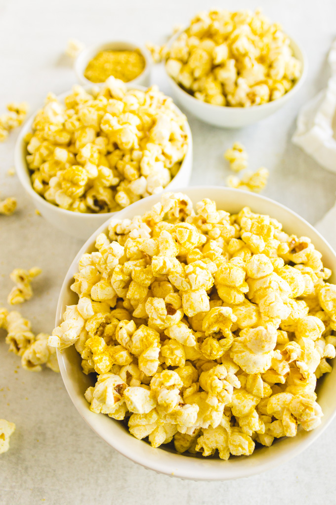 The Best Stovetop Popcorn (With Nutritional Yeast) - The best stovetop popcorn recipe, An easy method that doesn't require unique equipment. The perfect homemade snack. #popcorn #stovetoppopcorn #glutenfreerecipe #nutritionalyeast #noochpopcorn #ghee #easyrecipe #snacktime | robustrecipes.com