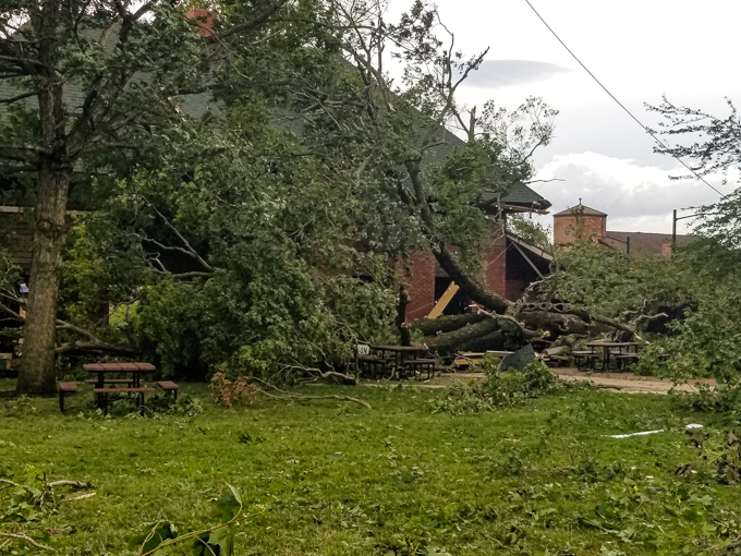 The aftermath of derecho land hurricane, 2020, in Cedar Rapids, Iowa.