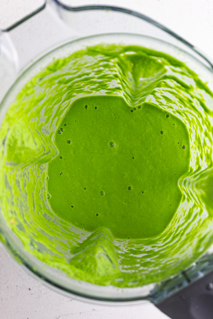 green sauce in a blender